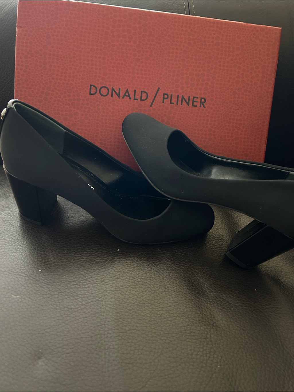 Donald J. Pliner Black Block Heel Pumps